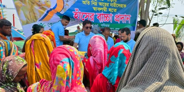 হাঁসের বাচ্চা পেয়ে খুশি সুন্দরবনের নিম্ন আয়ের মানুষ