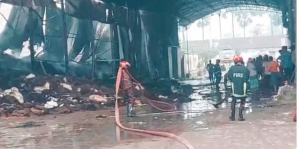 পোল্ট্রি খাবার তৈরির কারখানায় ভয়াবহ আগুন