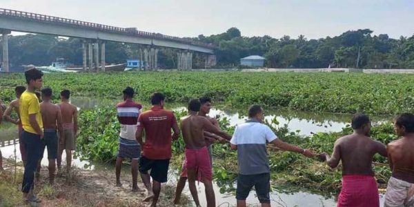 মধুমতি নদীর কচুরিপানা অপসারণ কার্যক্রম শুরু